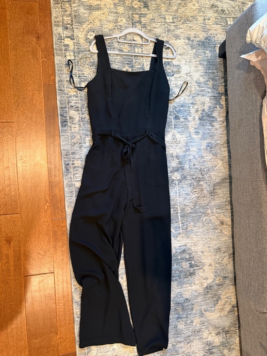 Monteau Pants - Monteau Black Square-Neck Jumpsuit with Tie Waist